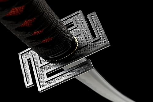 Miniatura 4 de JIHPEN sword, Ichigo Kurosaki, espada katana hecha a mano de 41 pulgadas, acero de alto carbono 1060, en blanco y negro, muy afilada