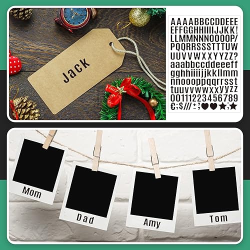 Miniatura 9 de Qilery 1600 unidades, 32 hojas, calcomanías de letras y números de 2 pulgadas, autoadhesivas, letras del alfabeto, calcomanías de números, para la