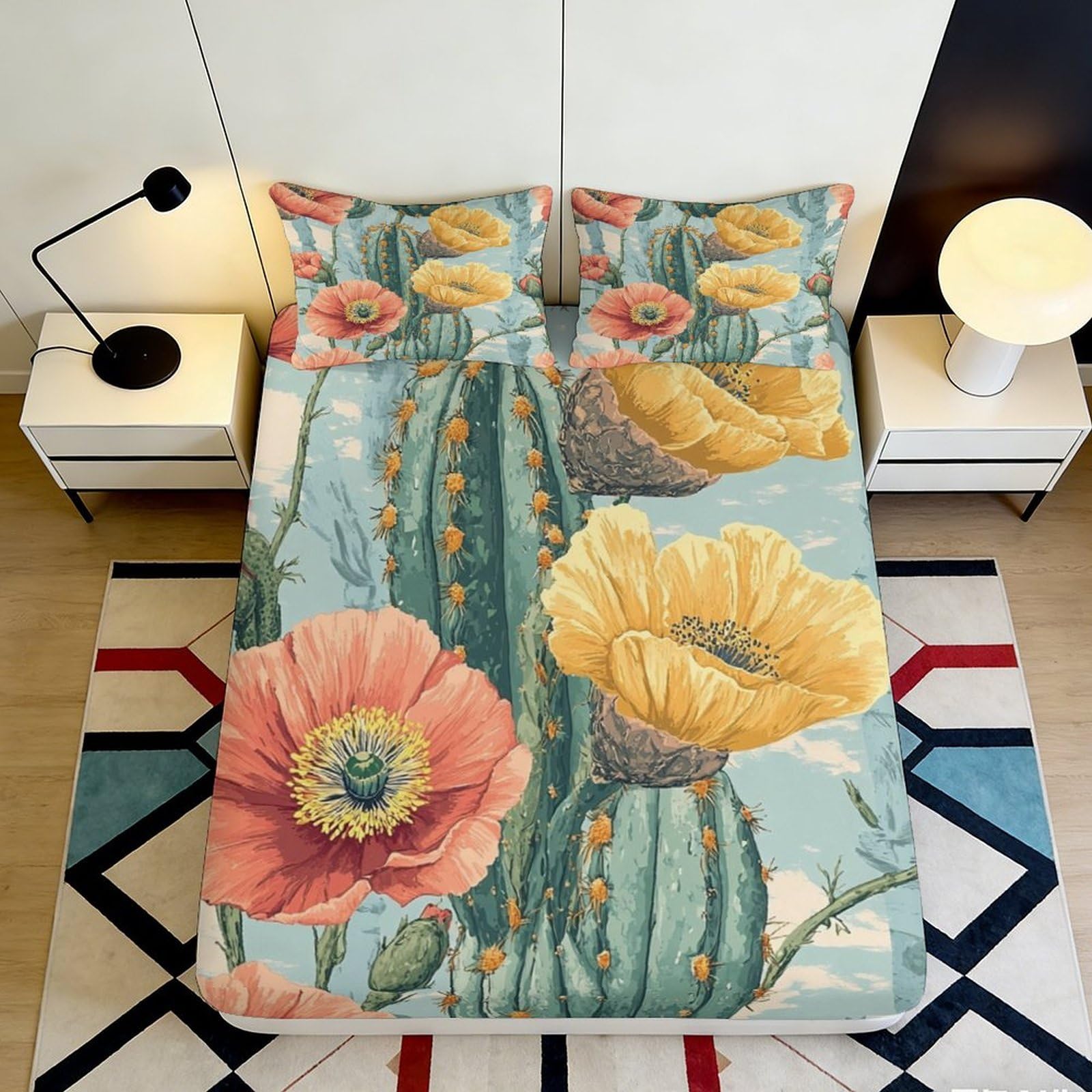 3D Printed Forest Bird Fitted Sheet Microfiber Deep Pocket Non-Slip Bedroom Bedding Green Leaf Full Wrap Mattress Fitted Cover 120x200x25cm