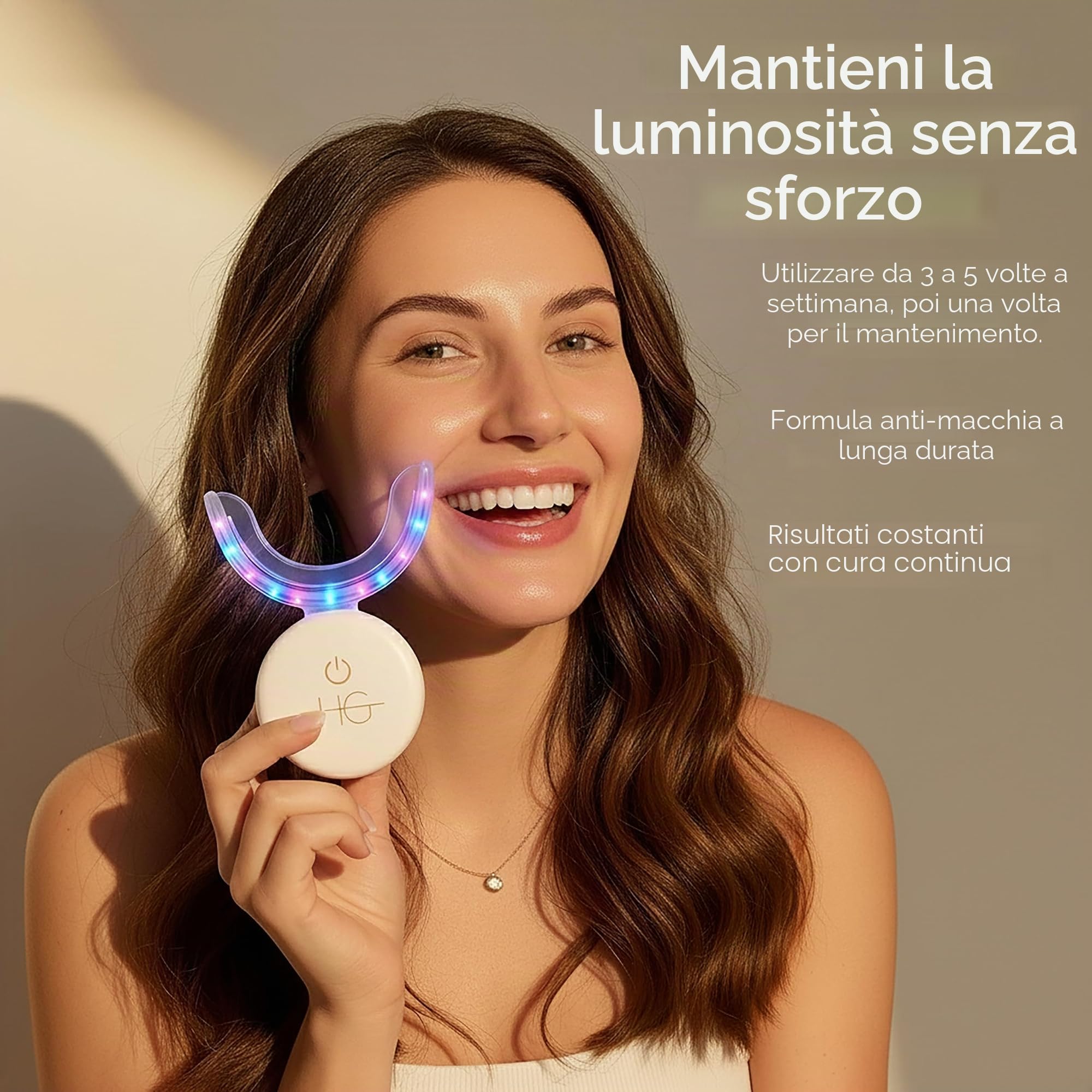 Set Sbiancante per Denti per la Casa: Sicuro per lo Smalto, Rimuove le Macchie di Caffè e Tè, Sorriso Bianco Brillante in Pochi Minuti, Compatto e Facile da Usare