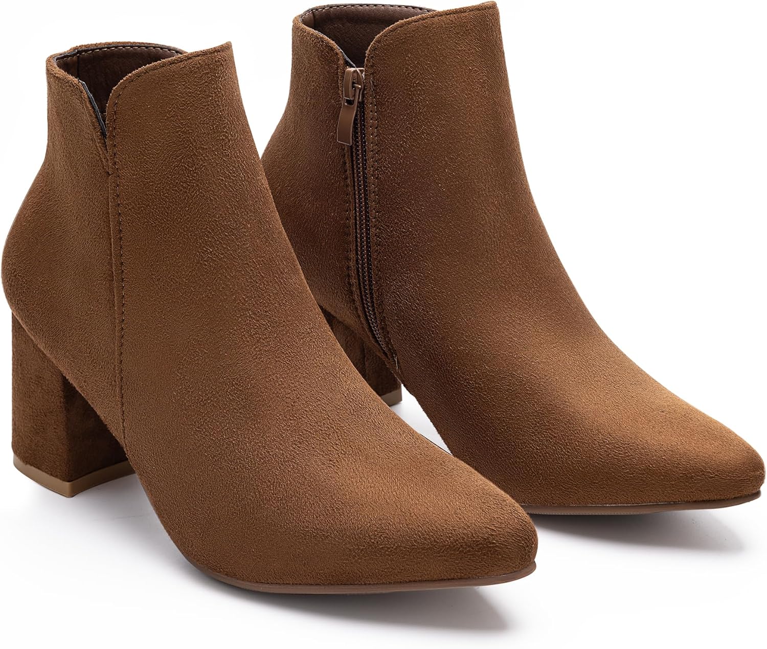 Women’s Ankle Boots with Side Cutout, Pointed Toe, Low Block Heel Zip Dress Booties for Work & Casual Wear - Image 5