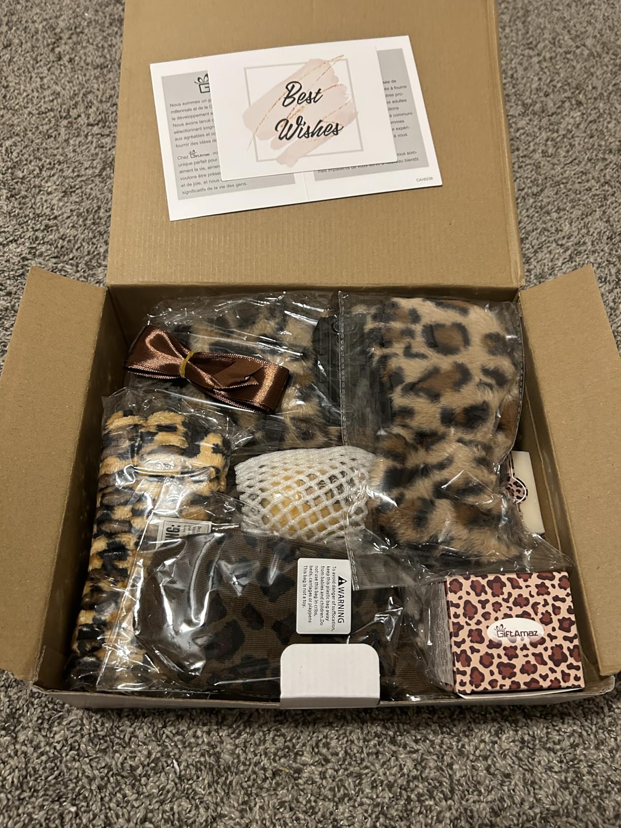 GiftAmaz Leopard Bath and Body , Home Spa Kit, Skin Care Set, Self Care Gift Get Well Soon Gift Basket, Care Package Gift Set for Women Girl Friend Wife Mom 11 PCS