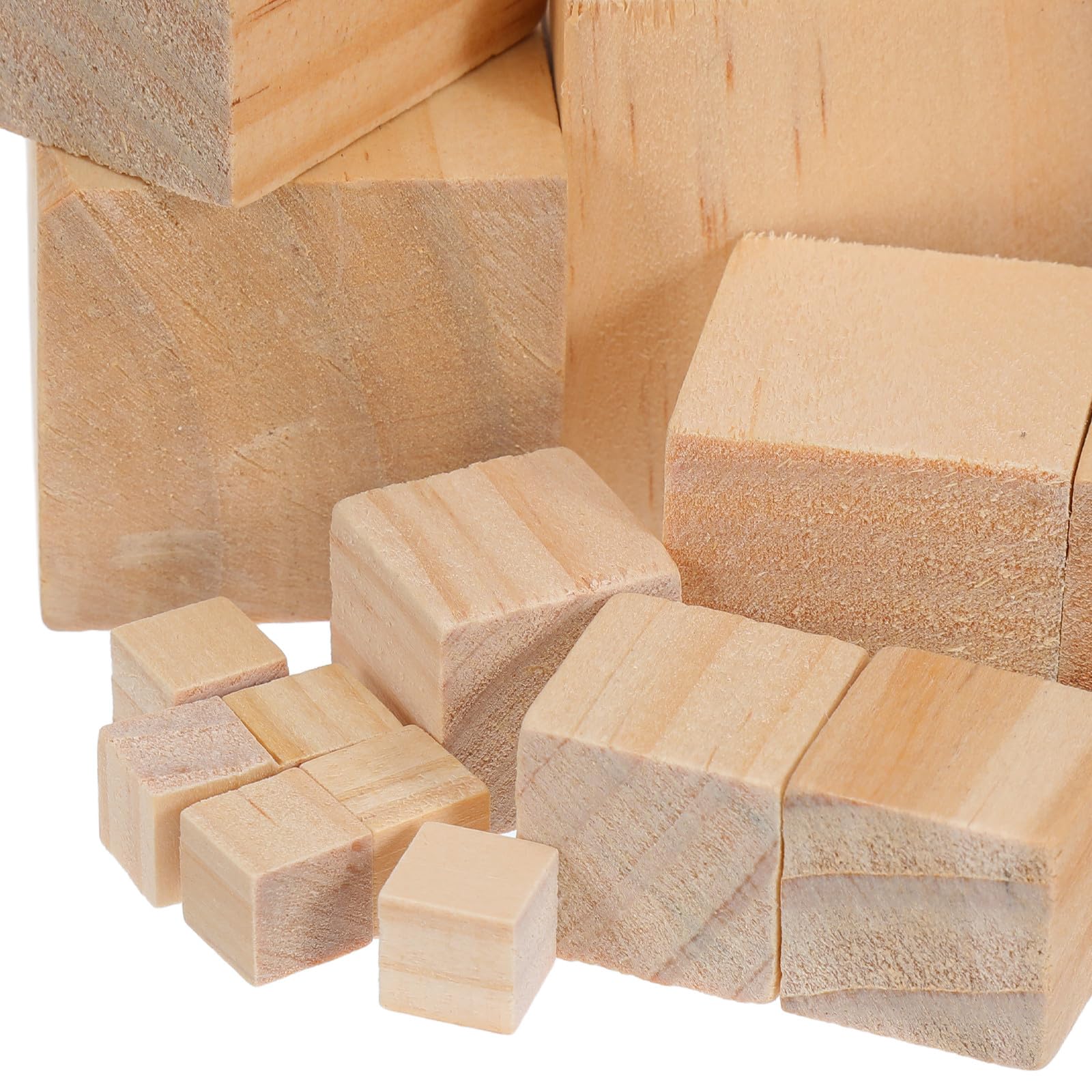 UPKOCH 80 szt. drewnianych klocków do rękodzieła: 1/2/3/4/5 cm drewniane kostki - niedokończone drewniane kwadraty do projektów DIY, malowania, sztuki i rzemiosła, układania i budowania STEM