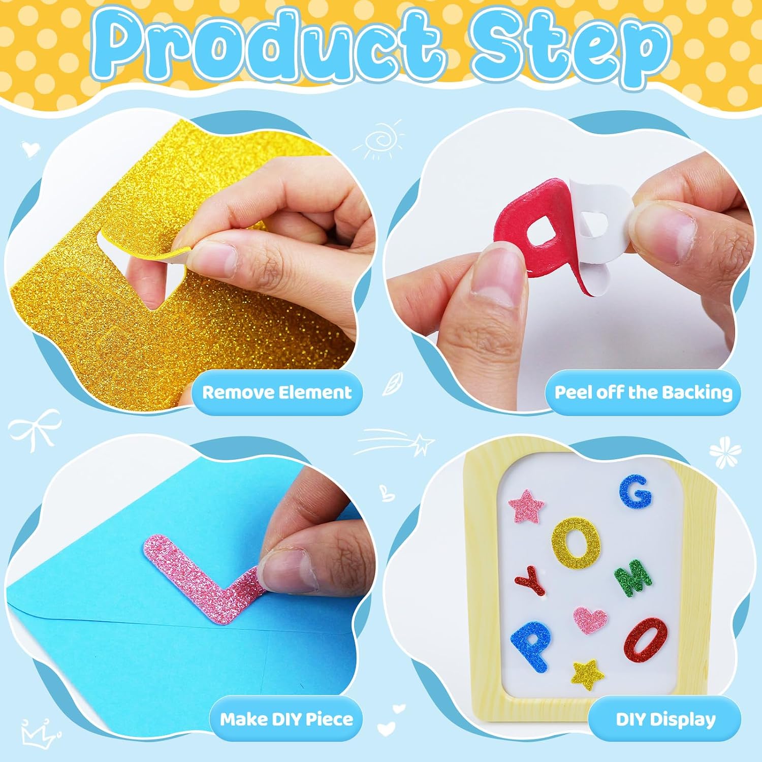Foam Letter Stickers Glitter, 385 PCS Foam Alphabet Stickers (Multicolored) image 3