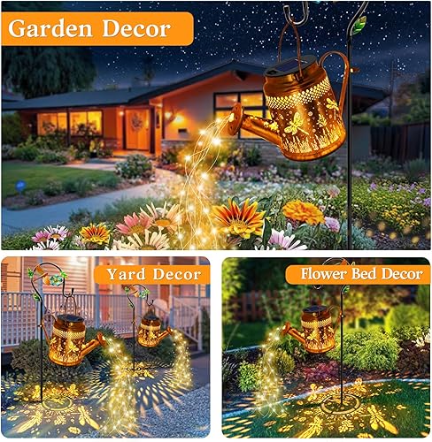 Miniatura 45 de Faroles solares impermeables para exteriores, regadera de colibrí, decoración de jardín, luces solares colgantes para camino, arte de patio