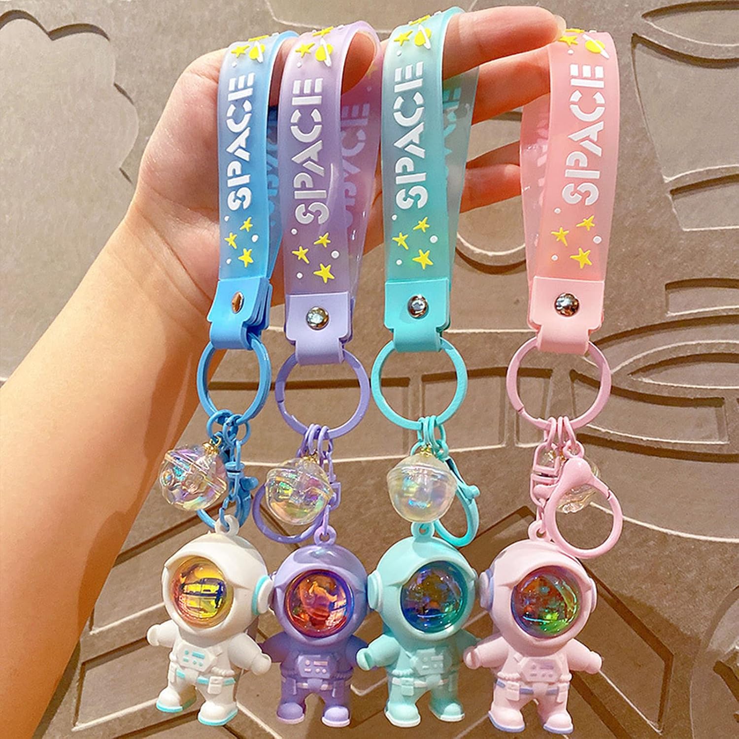 Cute Astronaut Keychains with Sunset Light, Space Keychains Pendant Gift image 5