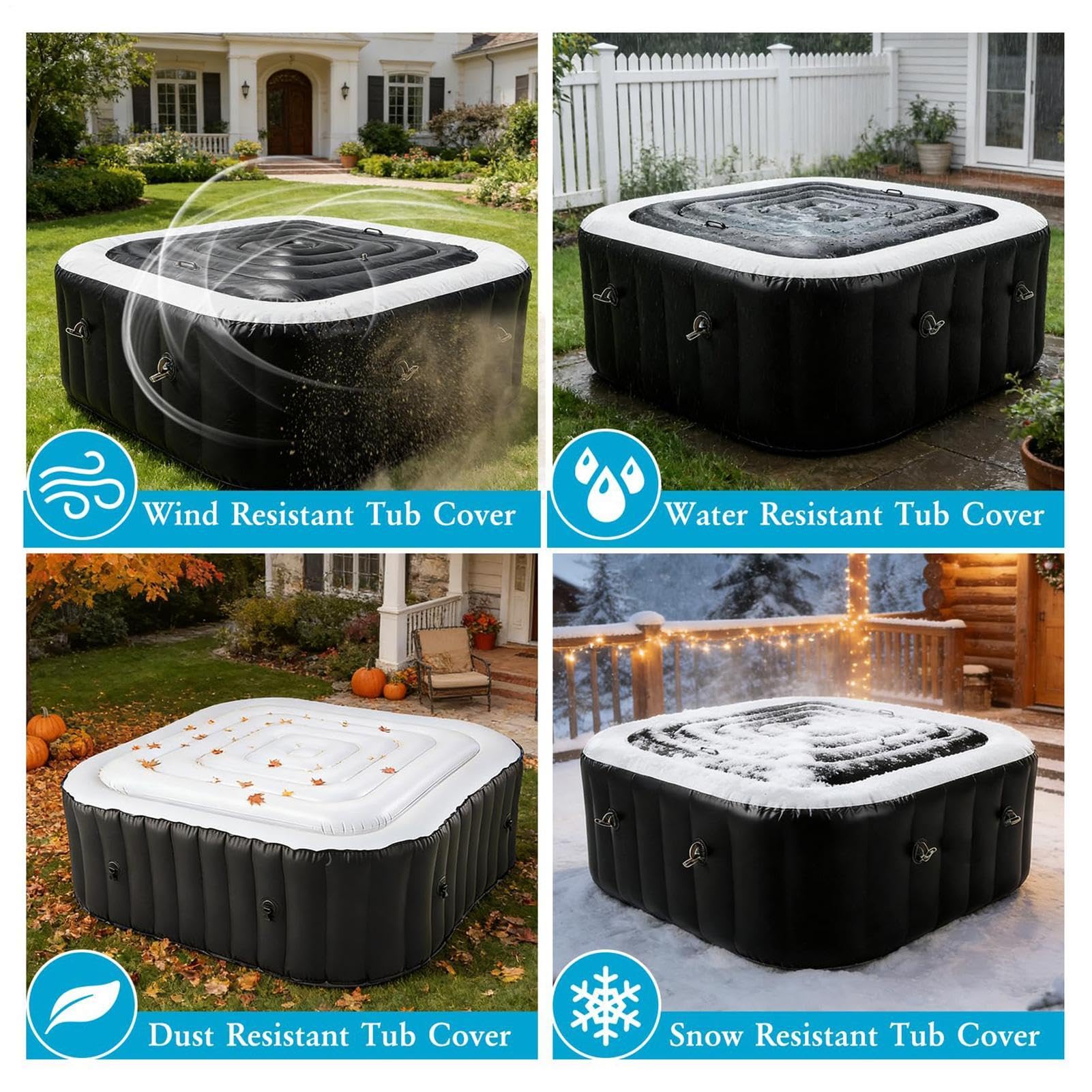 Copertura gonfiabile per vasca da bagno, isolamento termico, coperchio termico portatile | Soluzione leggera di copertura barriera dell'acqua a risparmio energetico, dispositivo di ritenzione della
