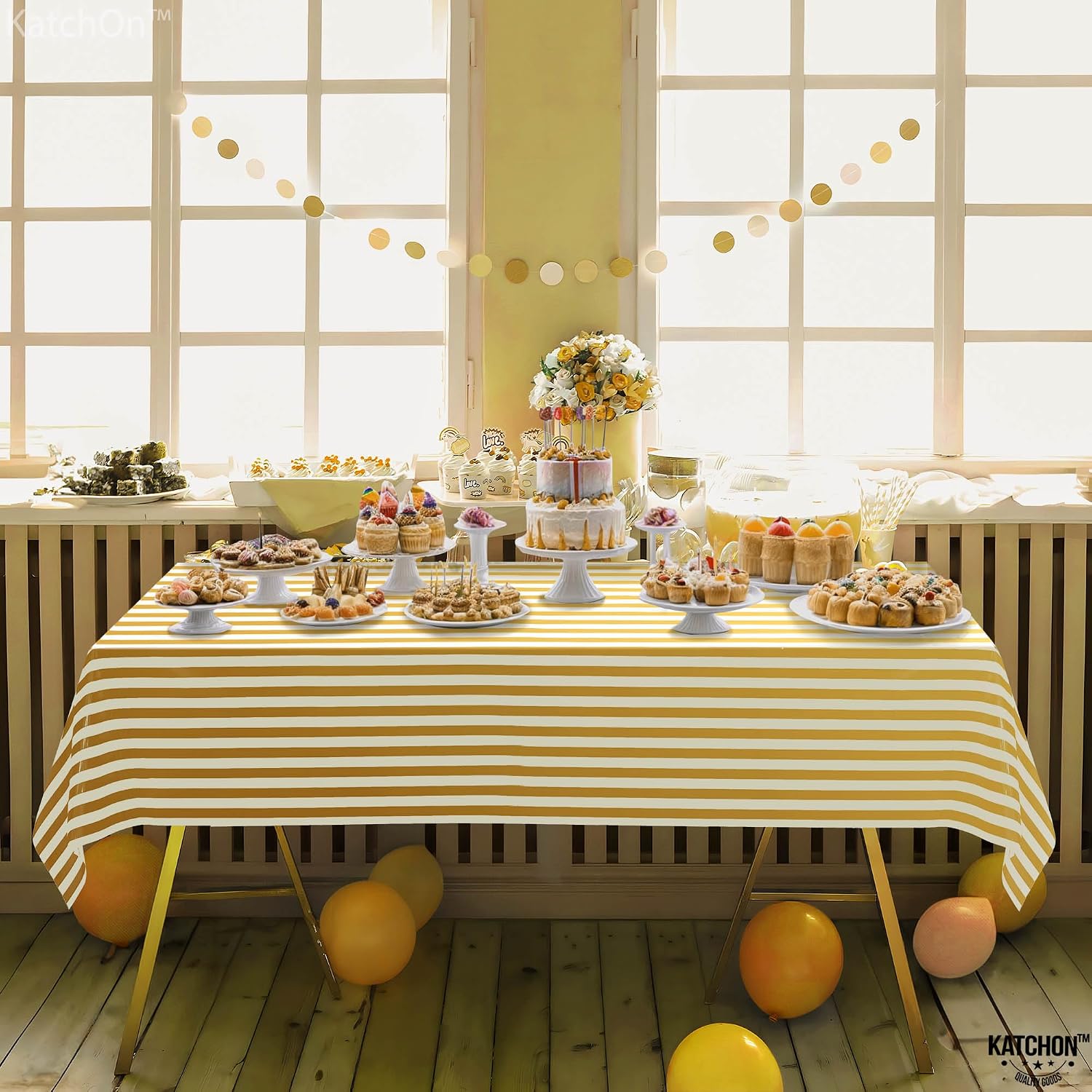 KatchOn, Gold and Silver Tablecloth - Xtralarge 108x54 Inch, Pack of 4 | Silver and Gold Table Cloths for New Years Decorations 2026 | Happy New Year Decorations, Bachelorette Party Decorations