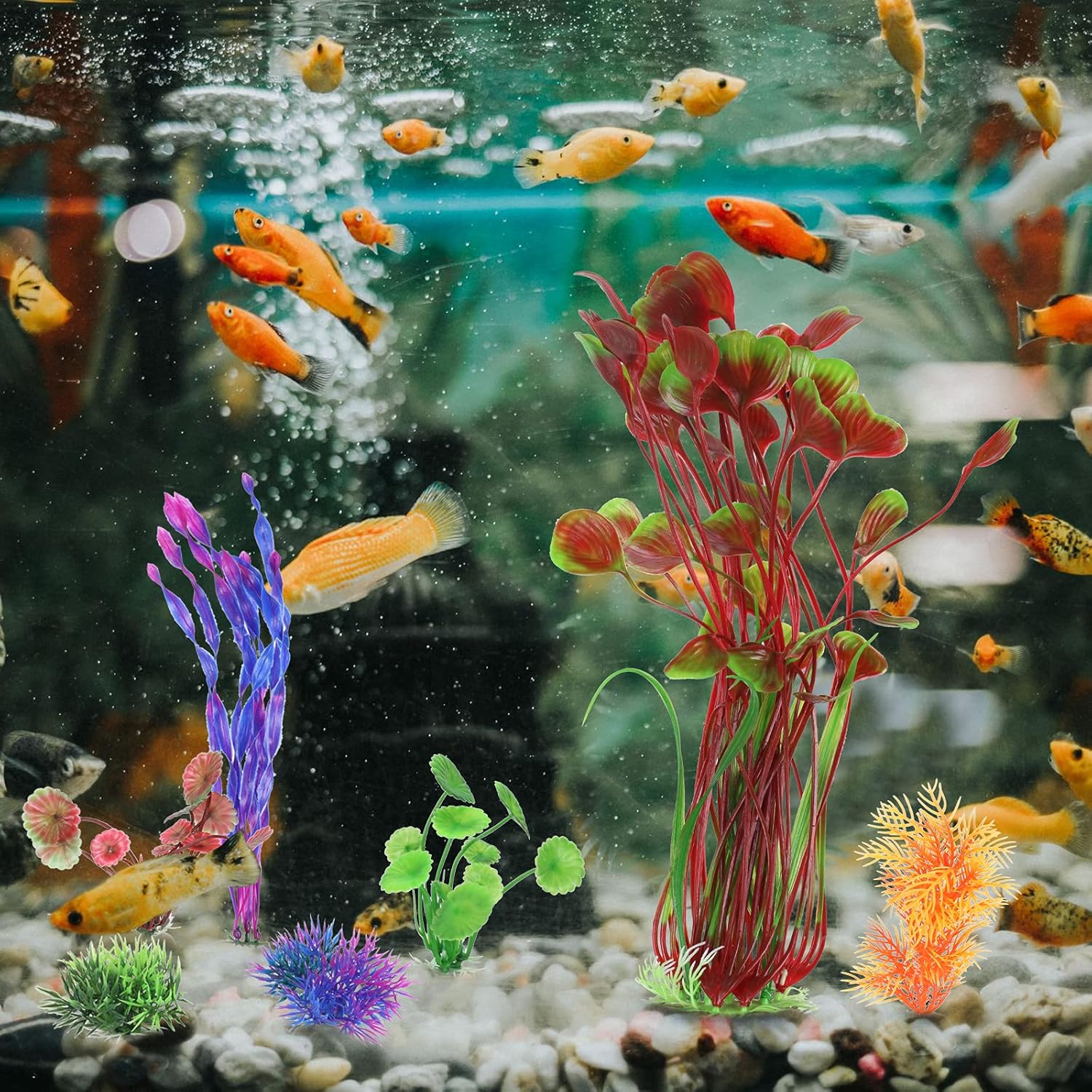 DUTANG 30 Pcs Fish Tank Decorations Aquarium Artificial Plant Vivid