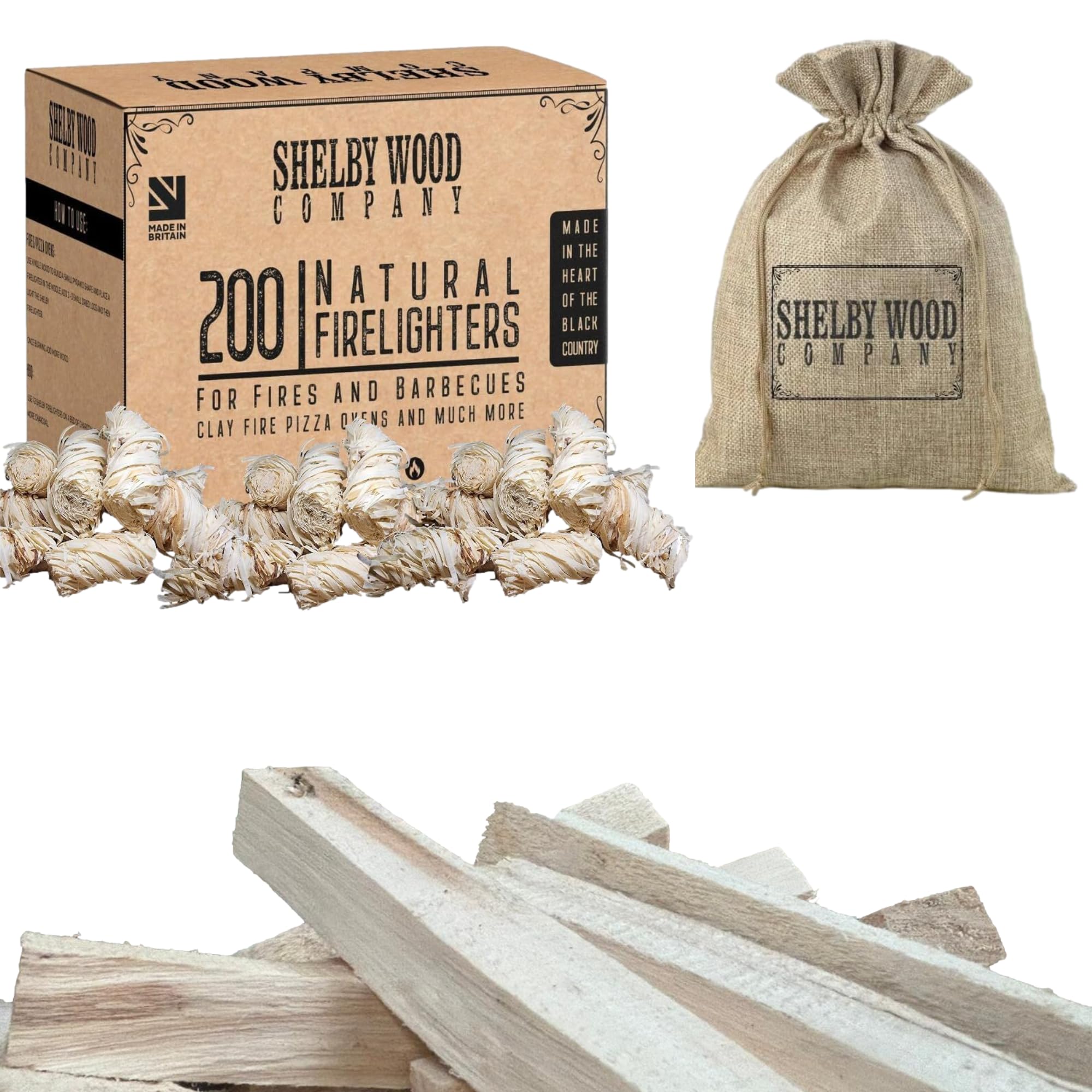 Firelighters Plus Kindling With Free Hessian Fire Starter Bag For Log Burners | UK