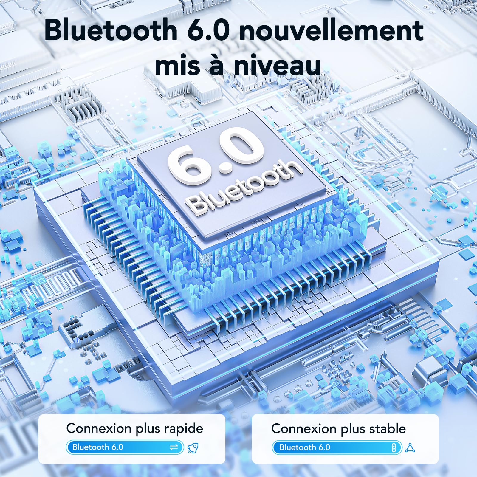 NE32 Ecouteur Traducteur Instantané,150 langues et 9 modes de traduction,Traduction vocale instantanée,48H Autonomie,Microphone antibruit ENC.Écouteurs sans fil AI Bluetooth 6.0 pour voyage/études.