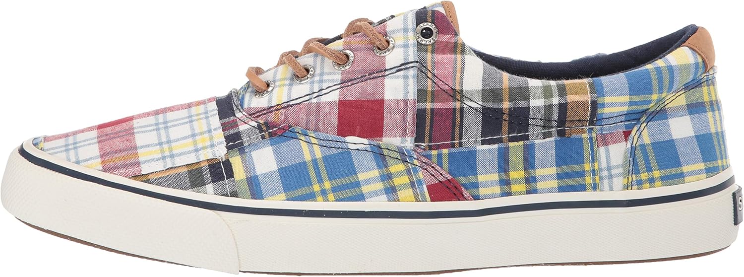 Sperry Men's Striper II CVO Prep Sneaker, Patchwork Madras, 080 Medium US