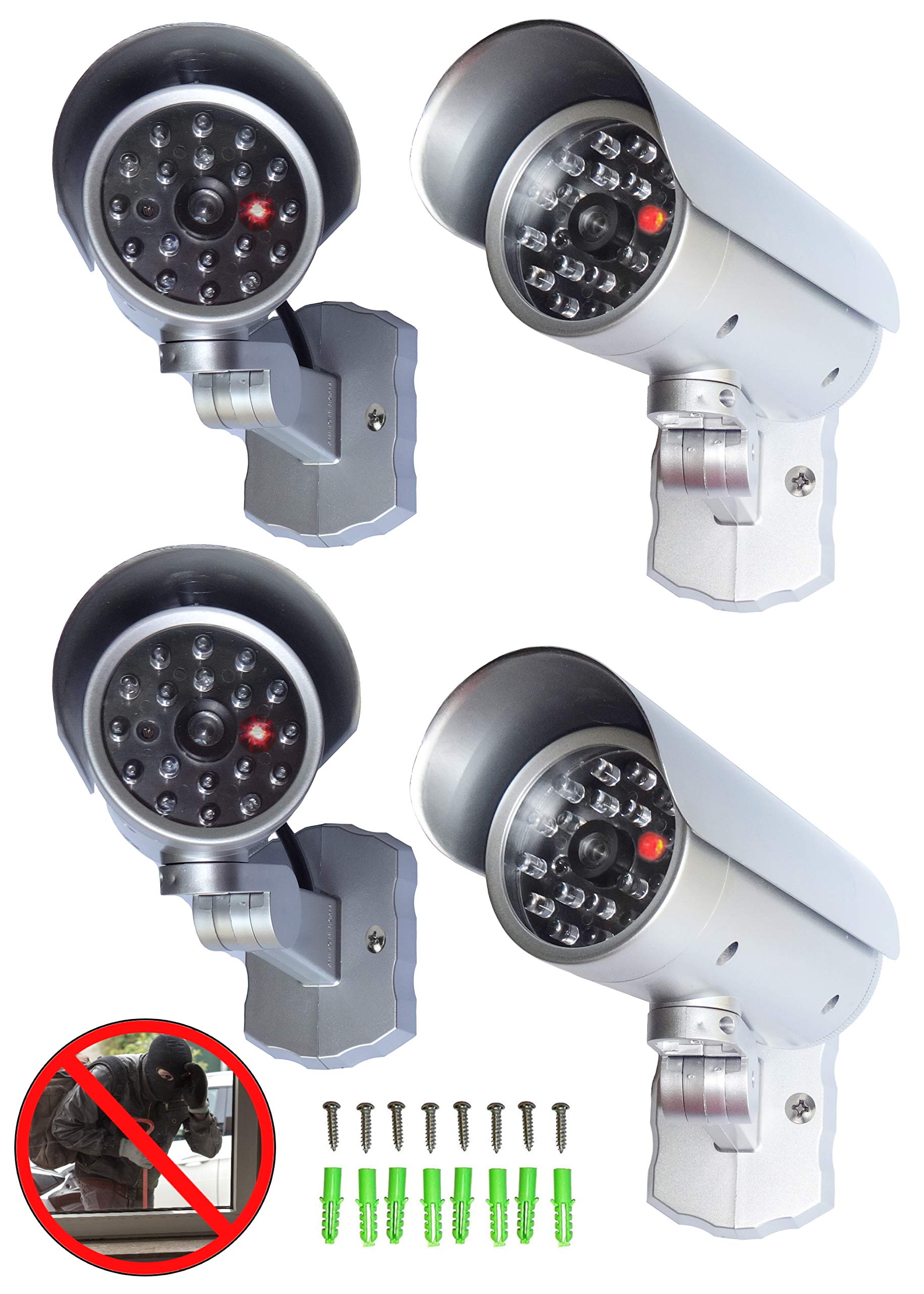 4 x dummy camera, bewakingscamera dummy met knipperende led