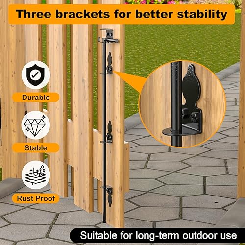 Miniatura 3 de Varilla de caída de perno de caña de 24 pulgadas para puerta, pestillo de puerta resistente para puertas de metal de valla de madera, herrajes de