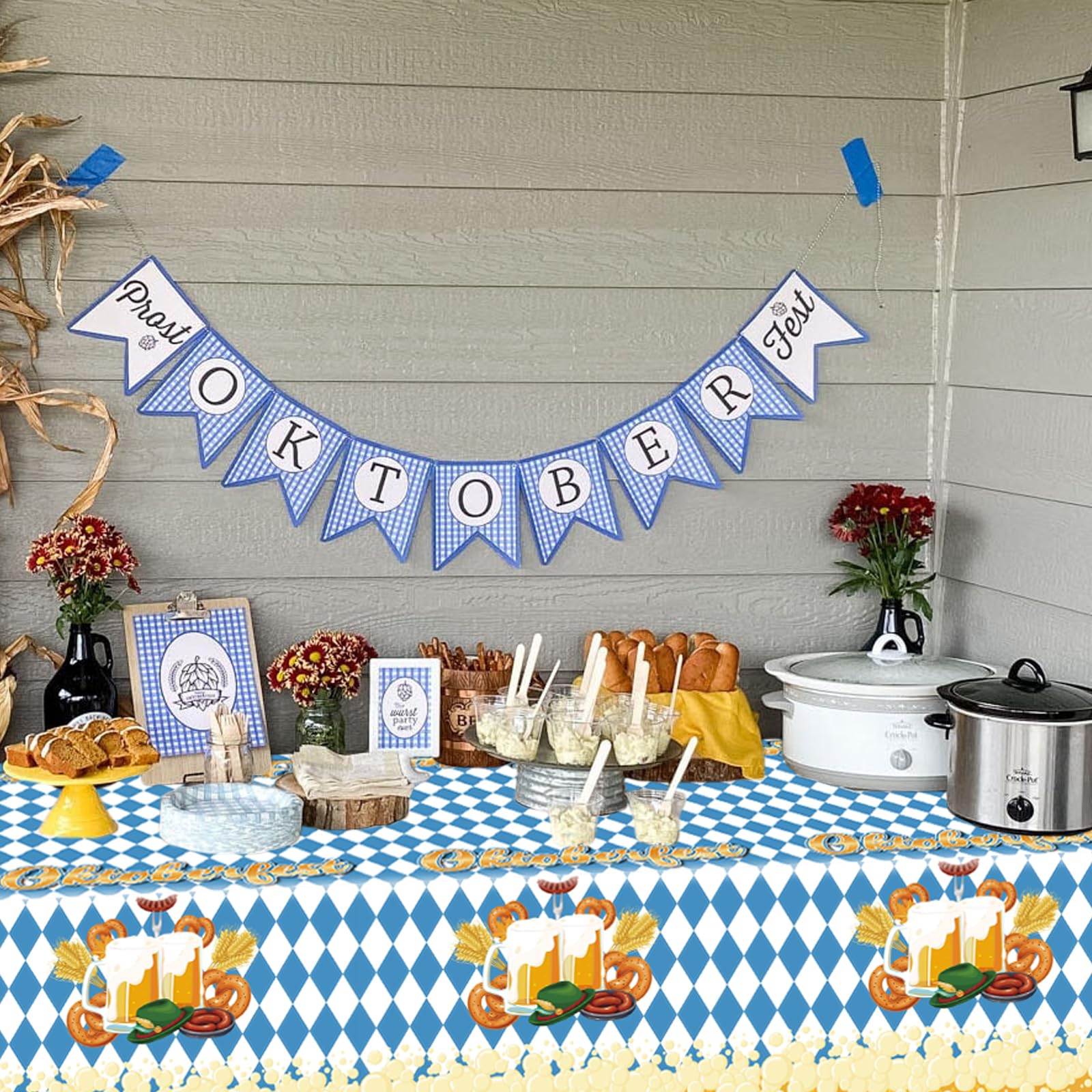 Amazon｜オクトーバーフェストテーブルクロス ブルーとホワイト