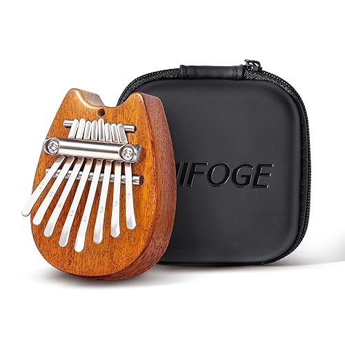 MIFOGE Mini Kalimba Thumb Piano 8Keys Wooden,Exquisite Finger Piano with Lanyard Waterproof Protective Box,Musical Instrument,Gift for Toddler Child Valentines Adult Beginners