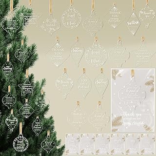 Kasyat 50 Christmas Employee Appreciation Gift Bulk Acrylic Hanging Ornament Lantern Pendant Ornaments for Christmas Tree Coworker Team Teacher Gift with Thank You Card Ribbon (Appreciation Sign)