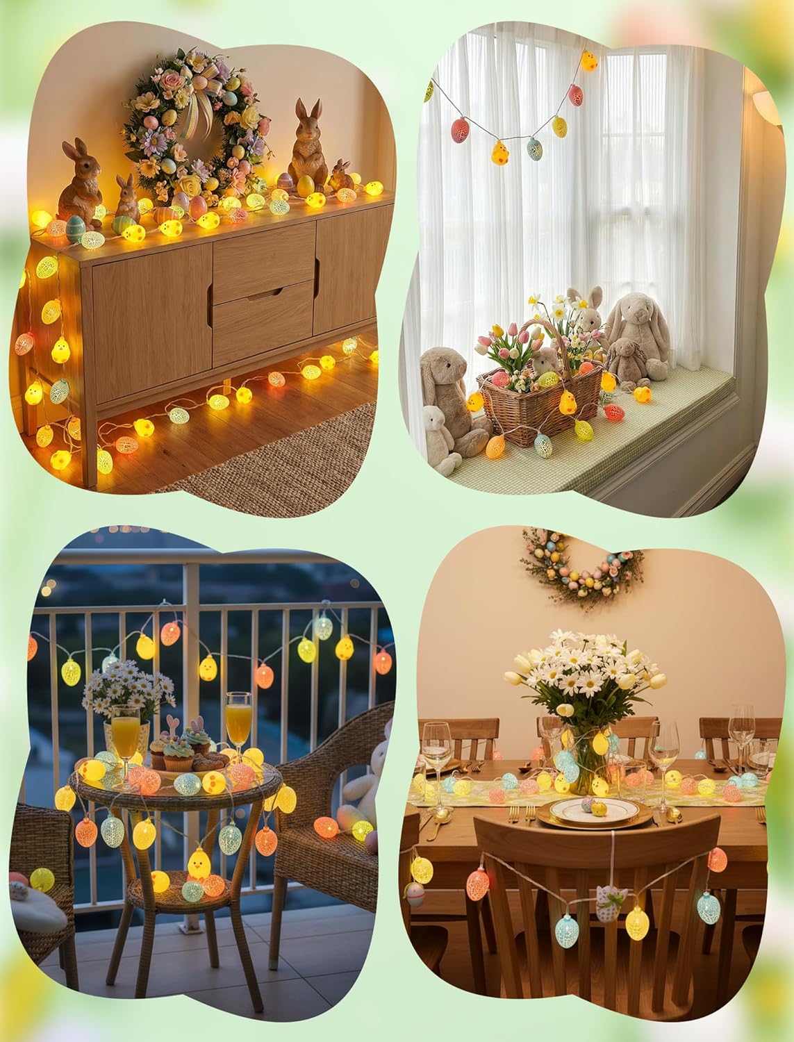 Easter Egg Chicken String Lights Plug in, 8.5Ft Outdoor Easter Decorations Lights with 10 LED Egg Chicken Pastel Fairy Lights Waterproof for Indoor Outdoor Spring Party Garden Home Window Decor
