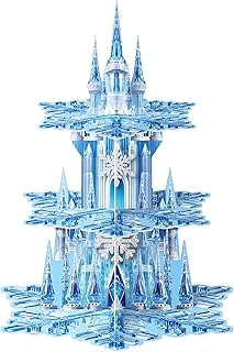 Generic 3-Tier Frozen-Themed Dessert Stand, Blue, Paper, Rectangular, Tiered Tray, Frozen Theme, Classic, Matte Finish, Holds 24 Cupcakes