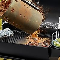 Vista 8 de Royal Gourmet CC1830 Parrilla de Carbón de Barril de 30 Pulgadas con Rejilla de Calentamiento, Parrilla de BBQ al Aire Libre con 627 Pulgadas