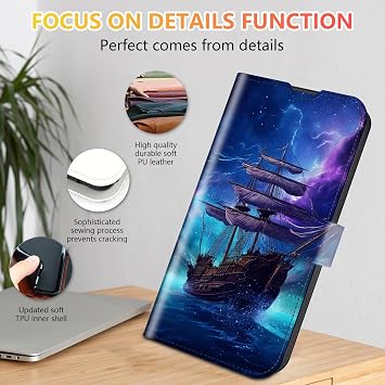for Cloud Mobile Stratus C7 Wallet Case with RFID Blocking Card Slot Leather Cover for Cloud Stratus C7 with Wristlet Strap Kickstand Phone Case for Cloud Stratus C7, Purple Ship