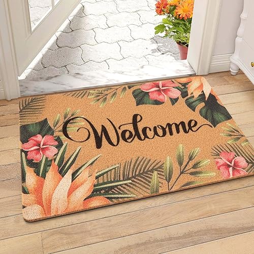 Miniatura 2 de Asrug Tapete de bienvenida para puerta delantera, de 17 x 30 pulgadas, tapete para entrada interior y exterior, tapete de primavera floral con