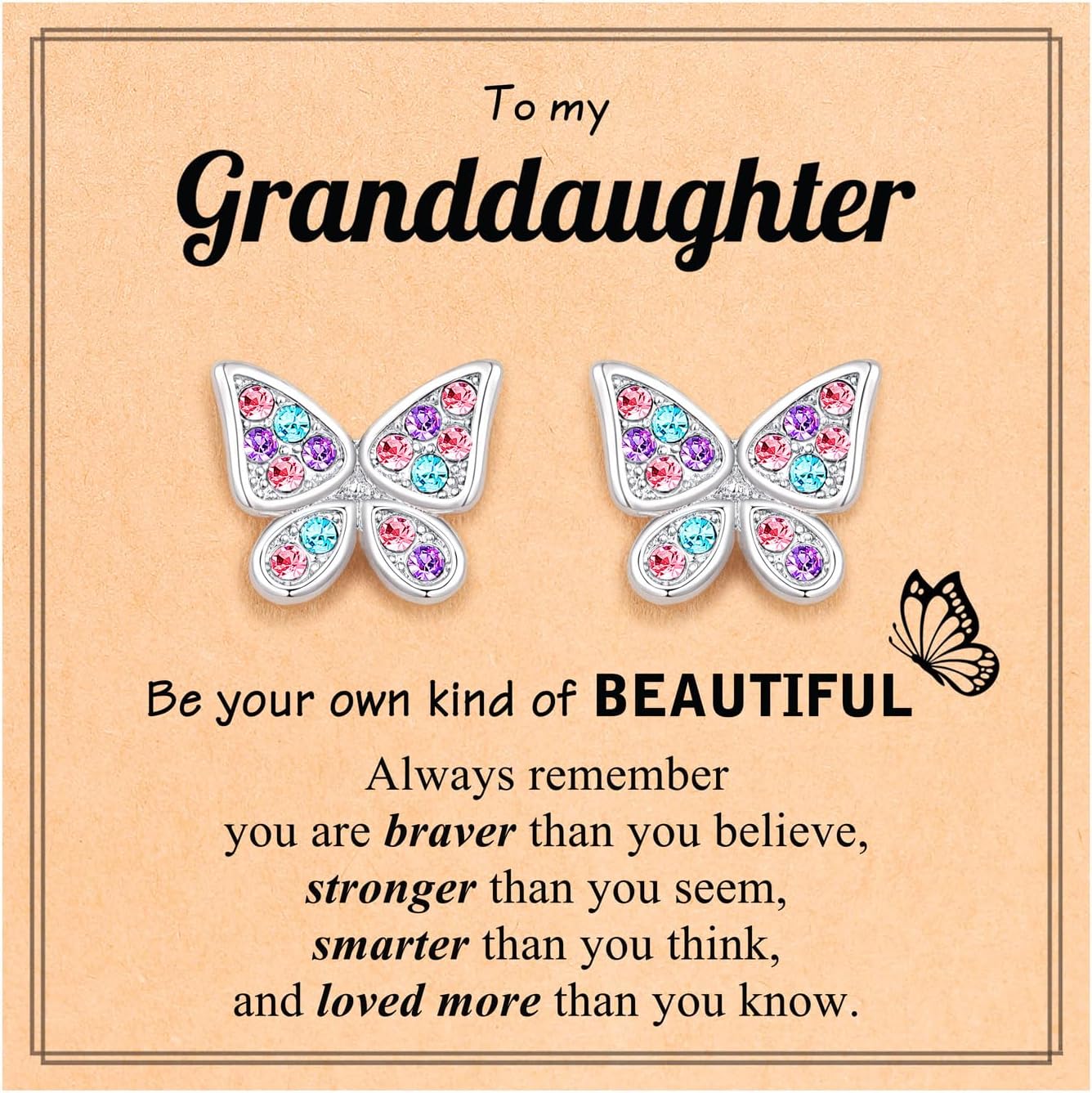 UPROMI Hypoallergenic Butterfly Earrings for Daughter/Granddaughter/Niece, Valentines Christmas Birthday Gifts for Girls