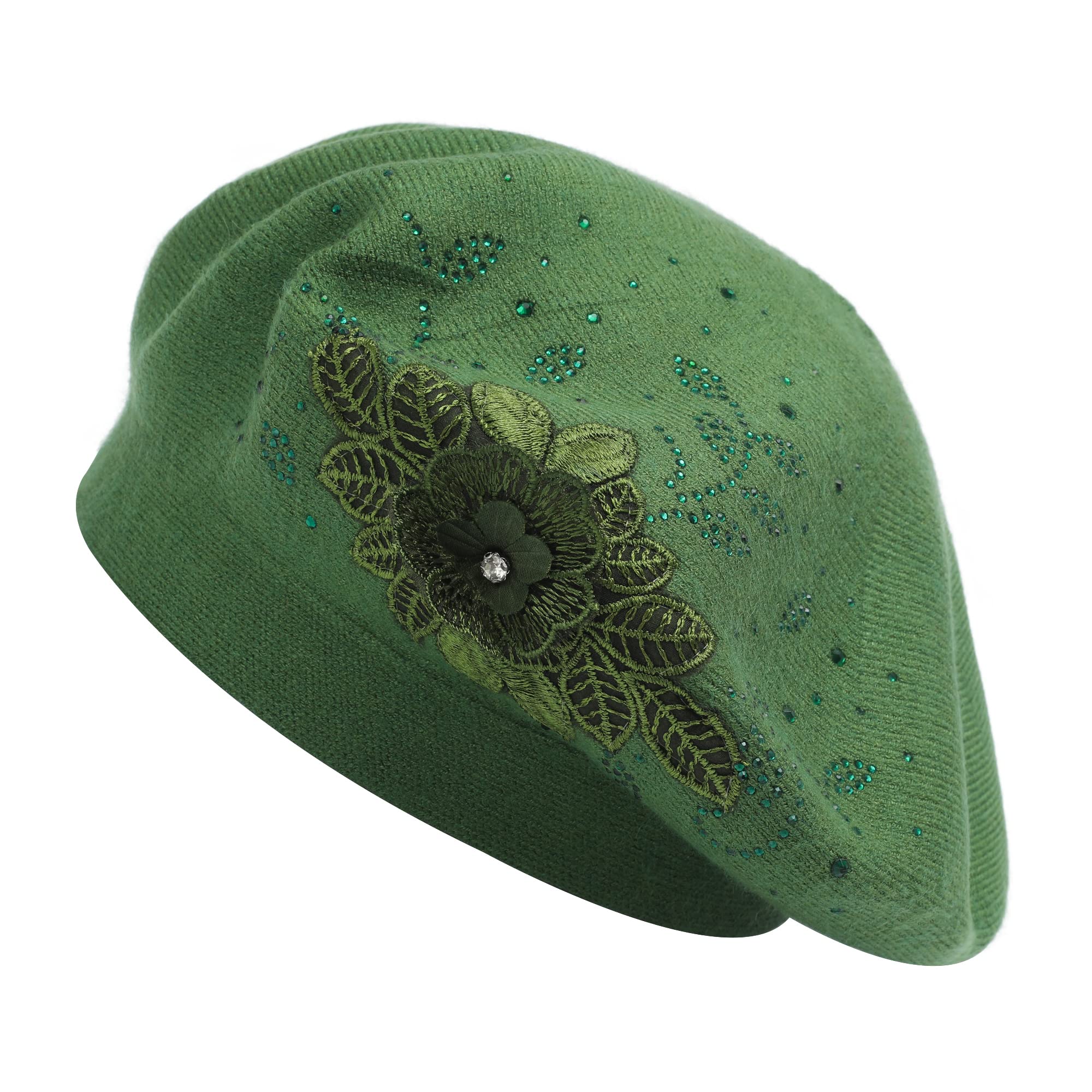 ZLYCWomens French Beret hat, Reversible Solid Color Mosaic Warm Beret Cap for Girls