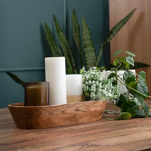 Miniatura 4 de Cuenco de masa de madera  Cuencos decorativos hechos a mano para decoración del hogar, baño, encimera de cocina y más  Cuenco grande de madera de