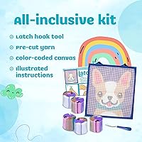 Vista 7 de LatchKits Kit de gancho para cachorros - Proyecto de manualidades fácil de aprender - Sin coser ni cortar - para mayores de 6 años, lienzo