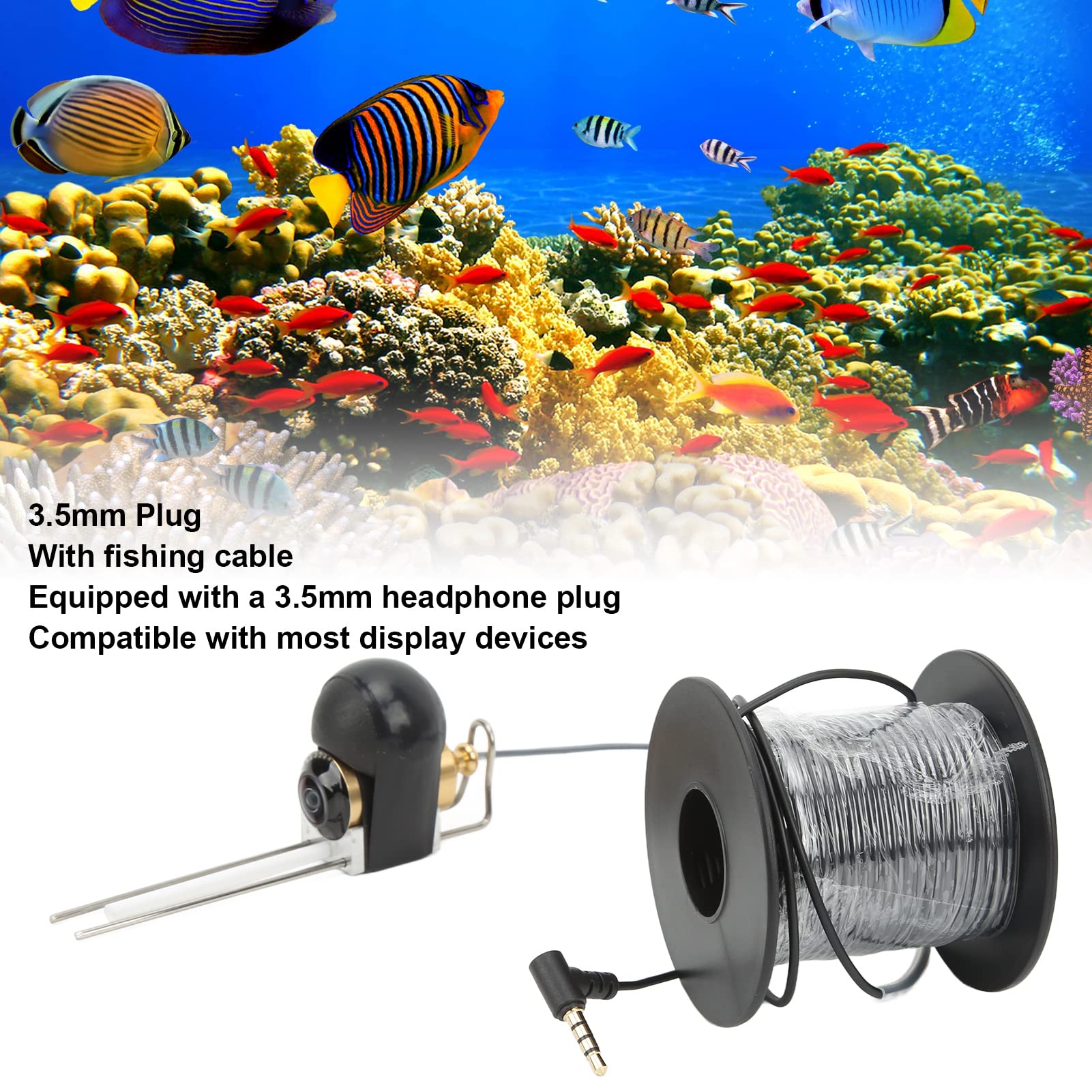 Videocamera per la Pesca Subacquea, Videocamera HD Portatile per Fish Finder con Cavo Pesca e Luci Bianche a LED, Videocamera Impermeabile per Mare, Lago, Pesca sul Ghiaccio (30 m/98,4 Piedi)