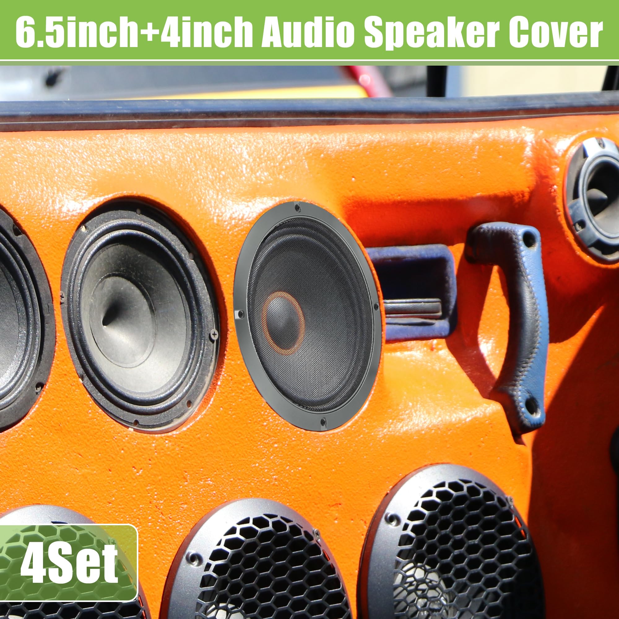 X AUTOHAUX Griglia universale per altoparlanti auto, 10,2 cm e 16,5 cm, protezione rotonda per subwoofer audio, con viti di montaggio, grigio ferro, confezione da 4