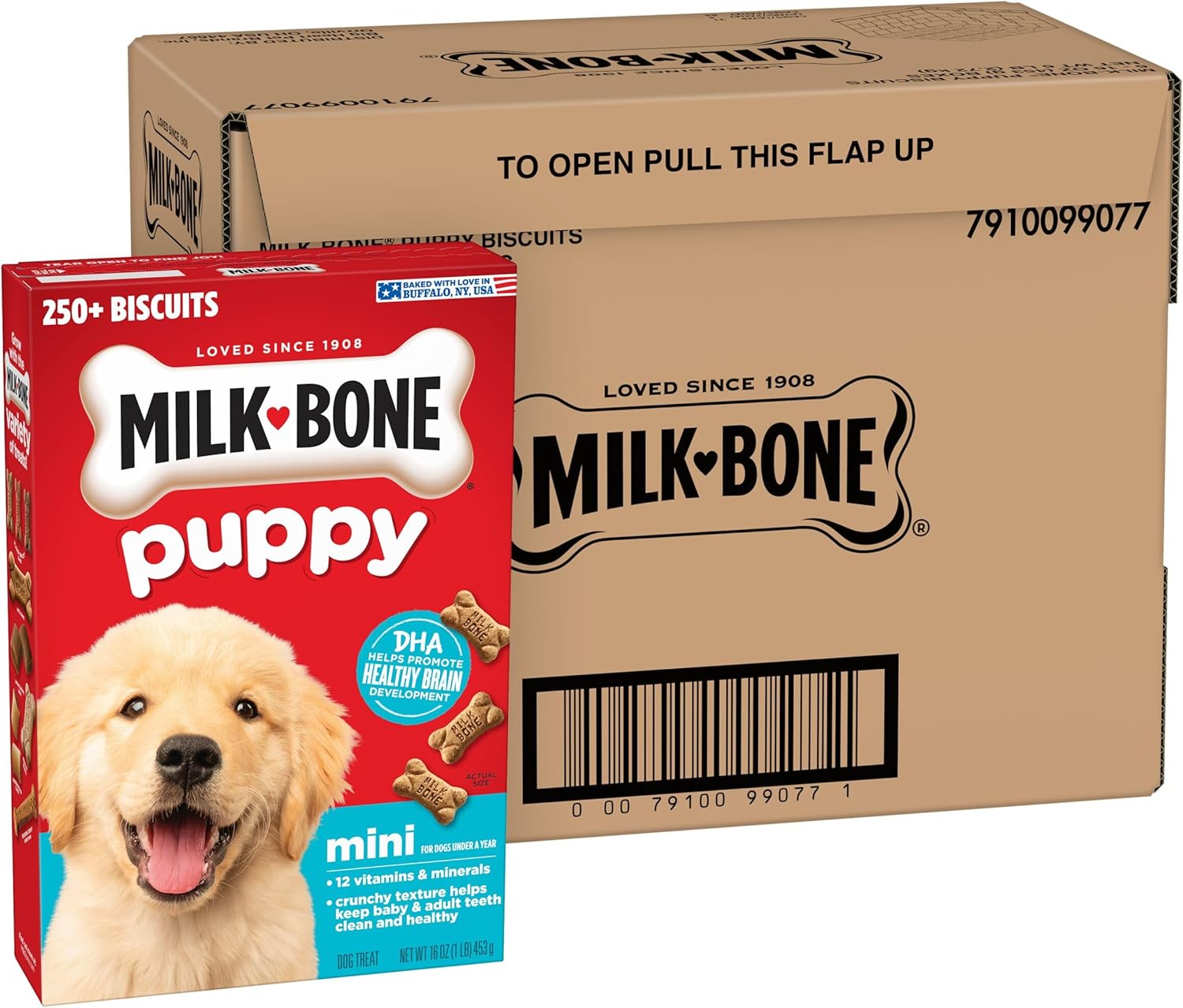 Milk-Bone Original Puppy Dog Biscuits with DHA for Brain Development, 16oz Pack of 6 - Supports Healthy Growth
