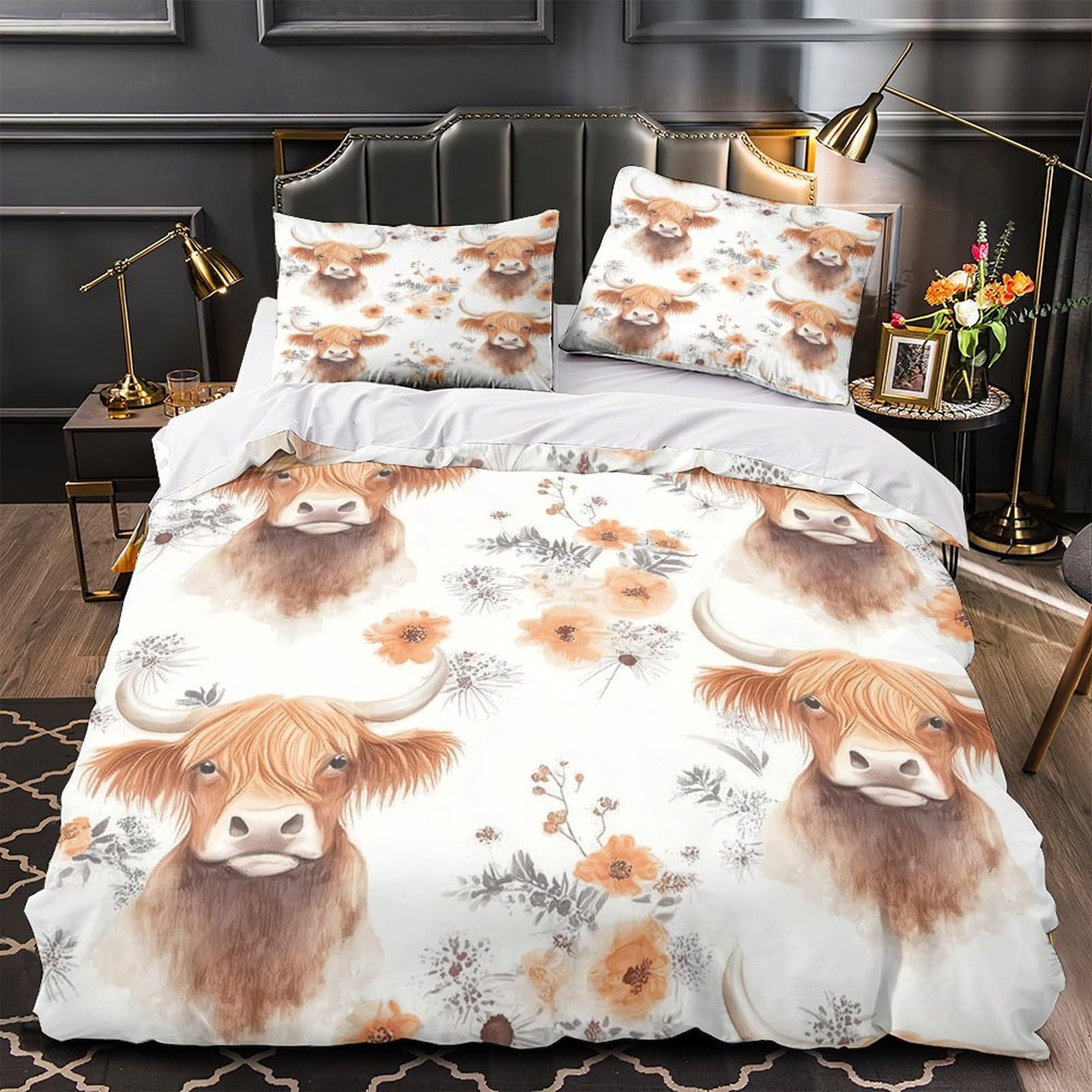 Housse de couette Vache des Highlands hypoallergénique contre les allergies de lit