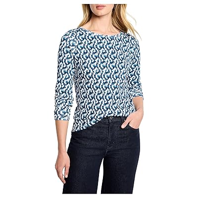 NIC+ZOE Long Sleeve Printed Boat T Shirts Women