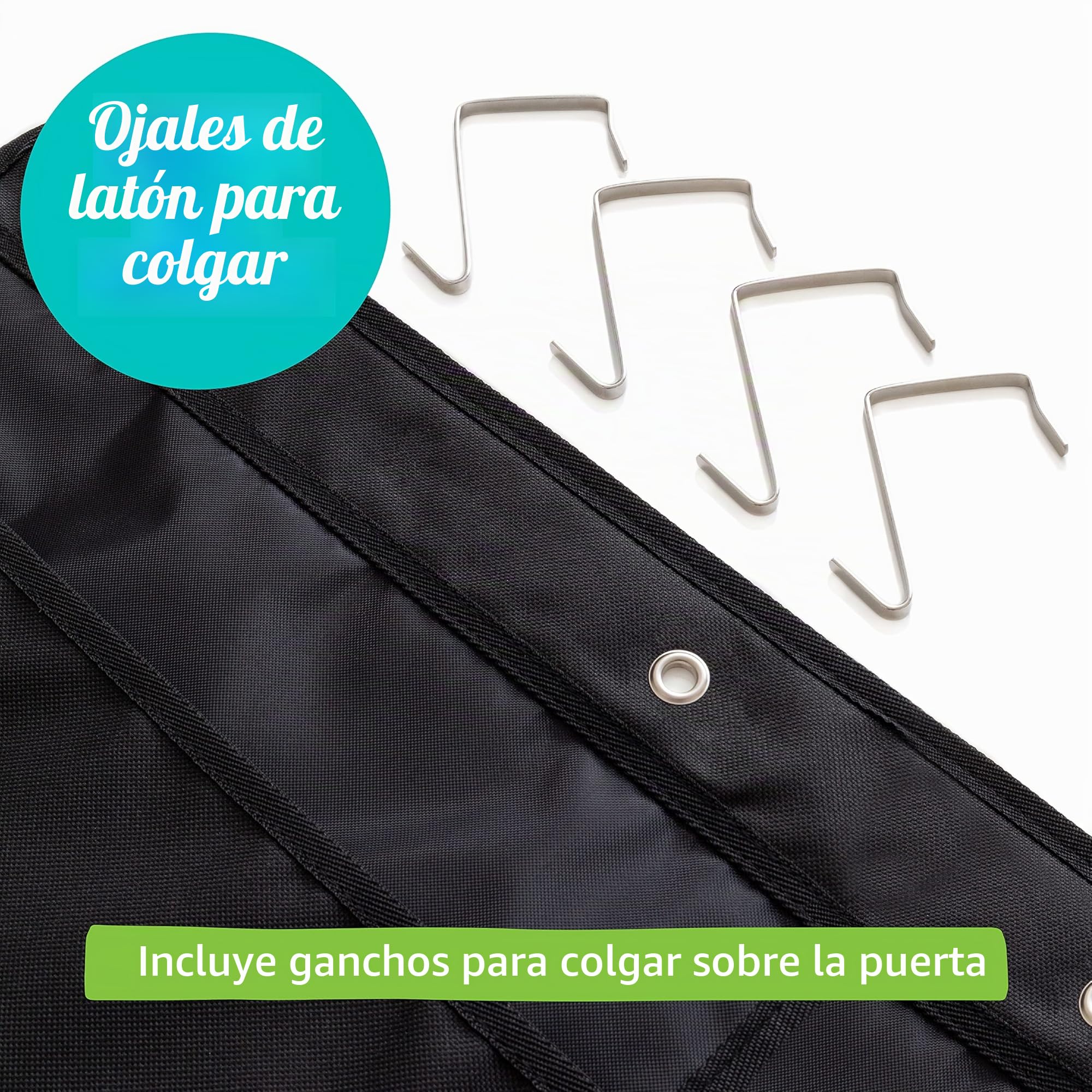 WallDeca Organizador de archivos colgantes | Gráfico de bolsillo de almacenamiento, tamaño carta, negro, para la oficina, el hogar y el aula (20 bolsillos - con etiqueta para el nombre)