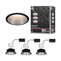 Paulmann 93408 Lampada da incasso LED Cole rotonda incl. 3 faretti da incasso da 6,5 Watt dimmerabile nero, argentato apparecchio da incasso plastica, zinco-alluminio spot da soffitto 2700 K