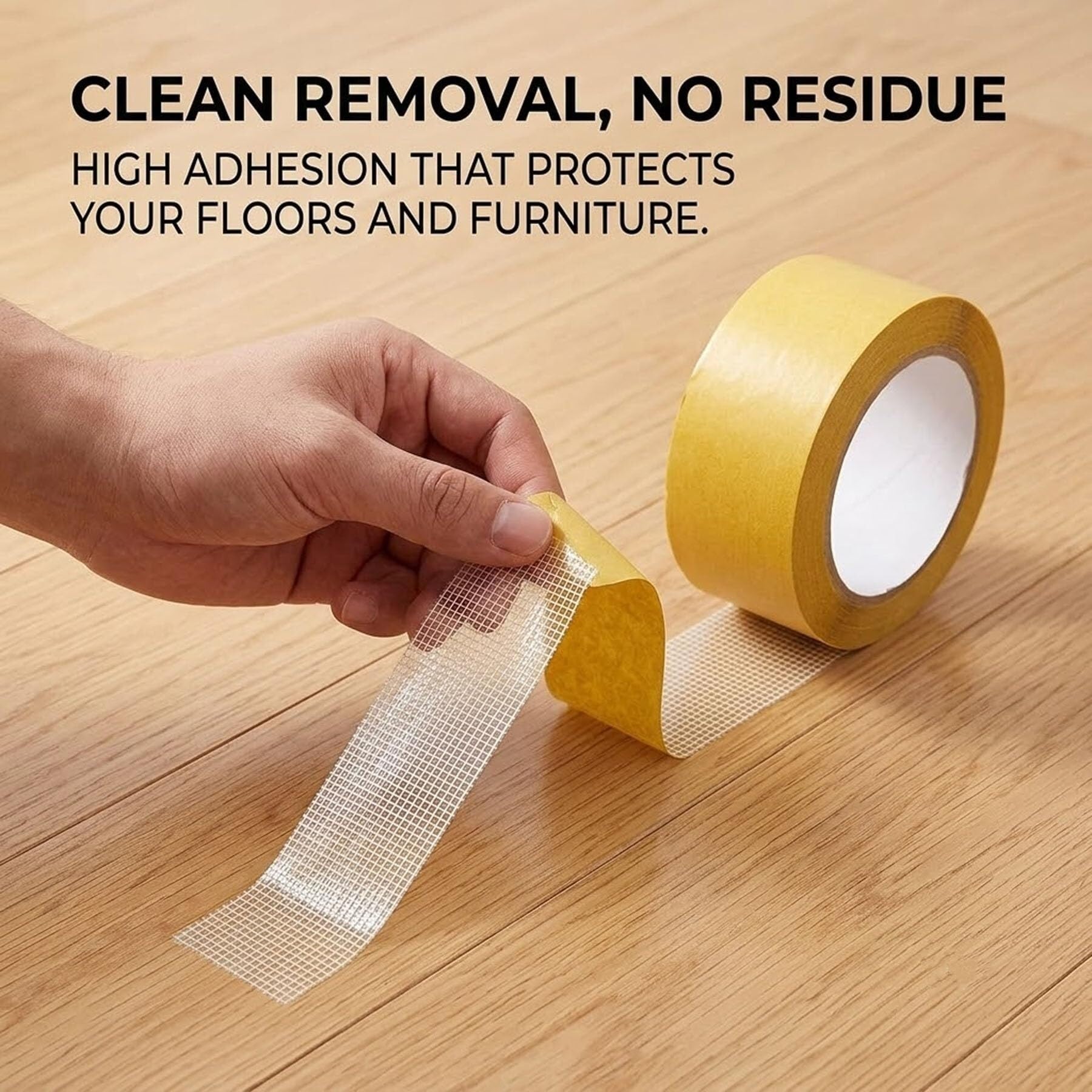 Nastro Biadesivo Impermeabile 5cm x 20m Resistente | Forte Nastro Biadesivo Impermeabile con Rete in Fibra di Vetro(Transparent*5)