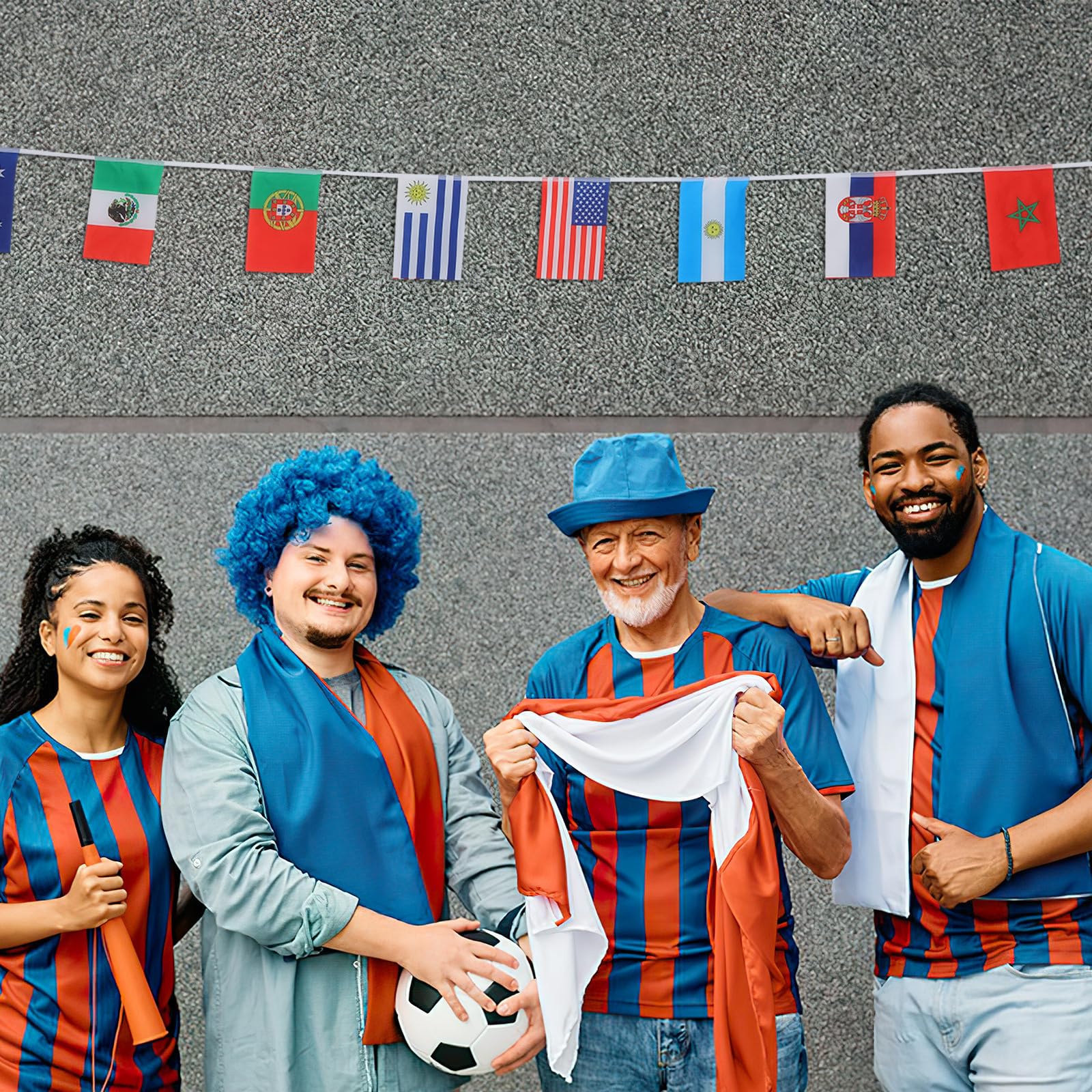 Mikinona Set di Bandierine di Paesi Poliestere 32 Nazioni per Decorazioni Festa Mondiale, Perfette per Finestre e Portici, Lavorazione Raffinata e Buona Texture