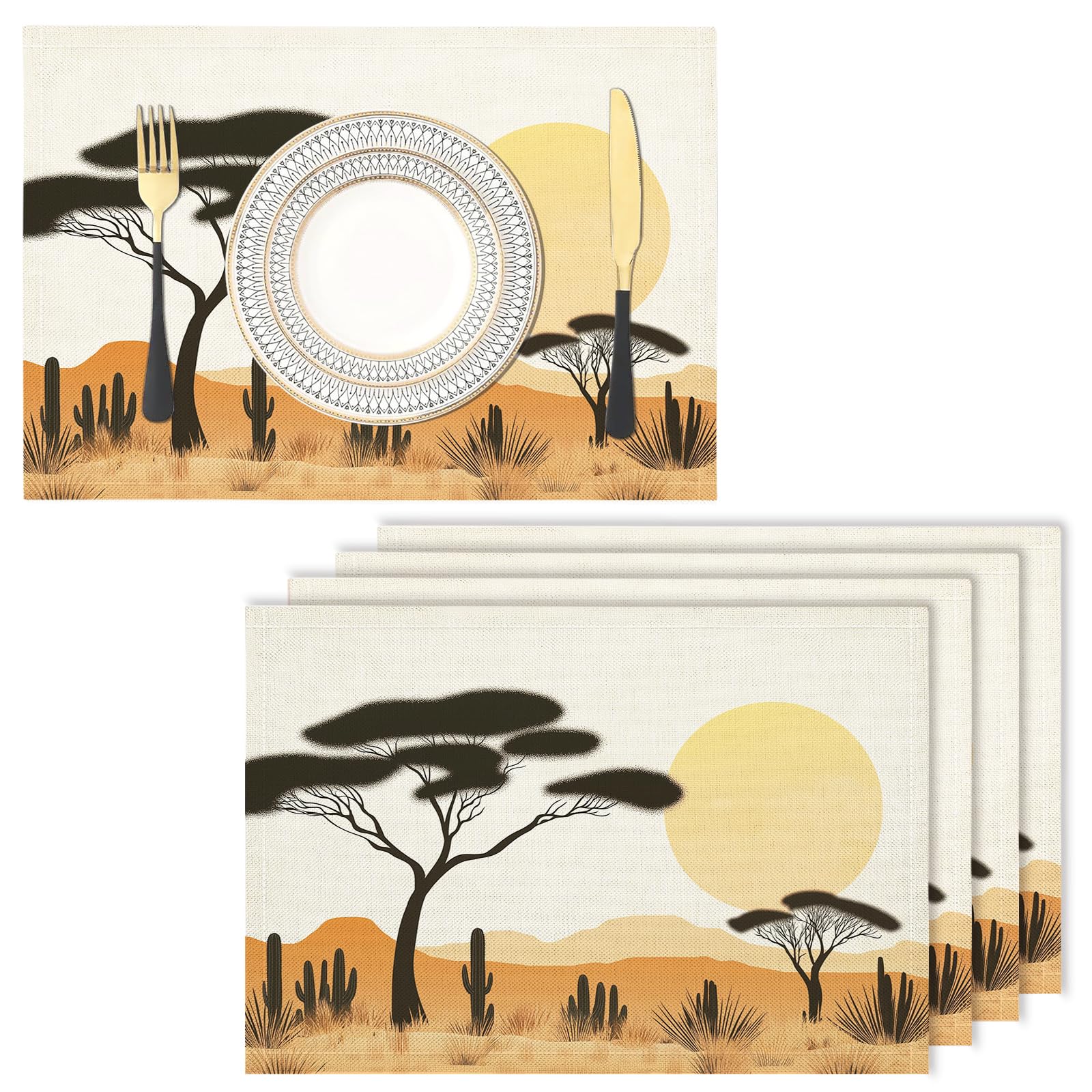 Set de table en lin orange pour éliminer les rayures de vaisselle et brûlures