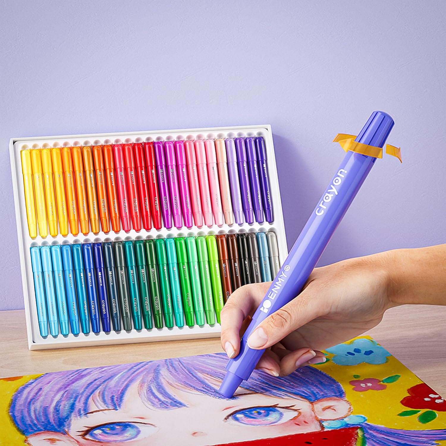 Amazon.com: ENMY 48 Colors Gel Crayons, Twistable Non-Toxic