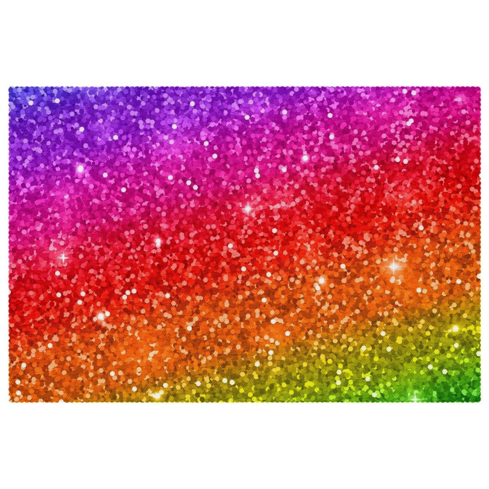 Set de table arc-en-ciel à paillettes pour votre table de salle à manger