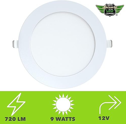 Miniatura 3 de Paquete de 5 luces LED de ocio para techo empotradas para lancha, 720 lúmenes, súper delgado, luz de panel LED DC 12 V 5.75 pulgadas 9 W Downlights