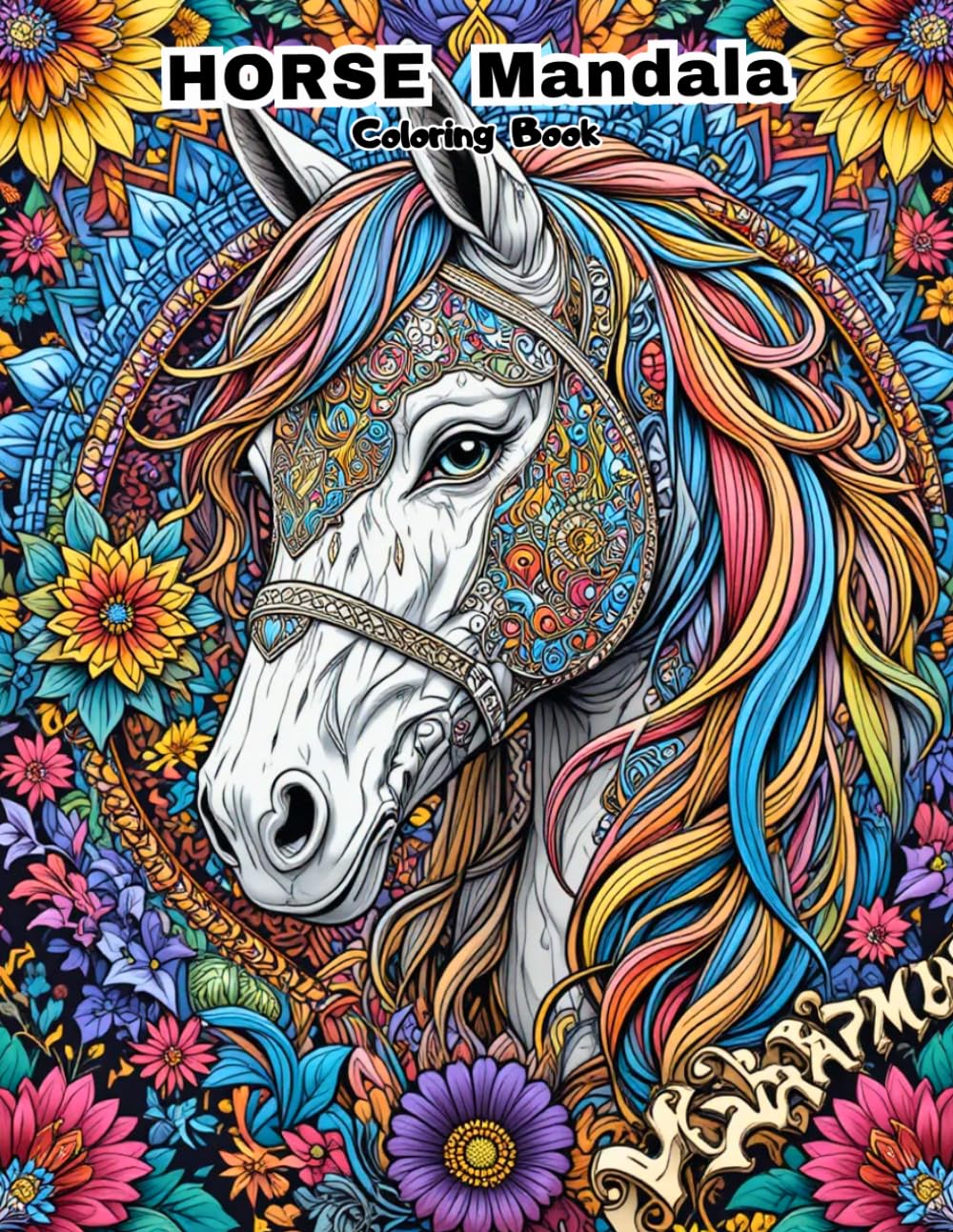 Elegant Equine Mandala Coloring Book: 50 Unique Geometric Horse Portraits for Stress Relief and Creative Meditation