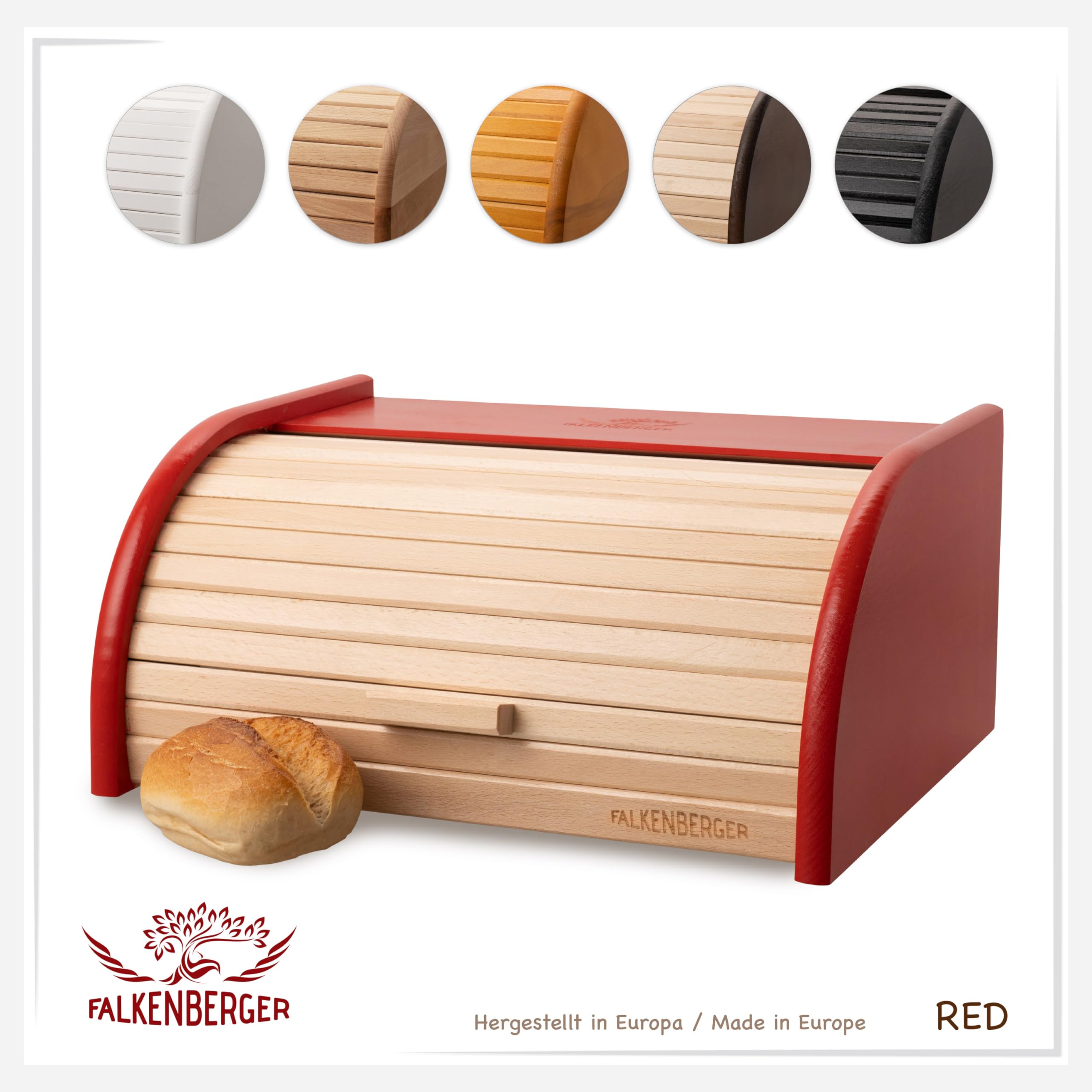 contenitore per pane in legno di faggio rosso, circa 39x29x18 cm, portapane tradizionale con coperchio scorrevole, fatto a mano