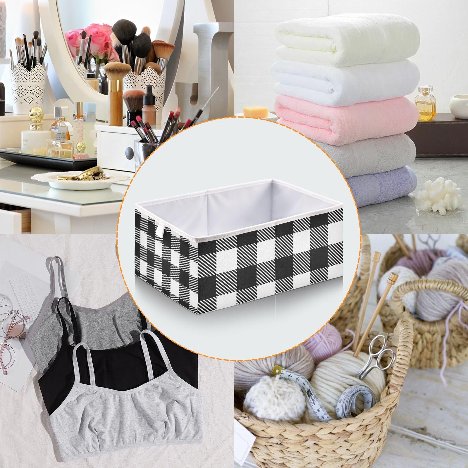 Amazon.com: Blueangle White Black Buffalo Plaid Cube Storage Bin