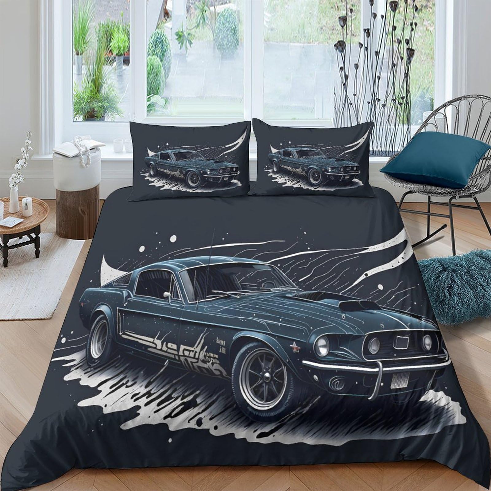 Linge de lit vintage automobile pour une chambre enfants ou ado dynamique
