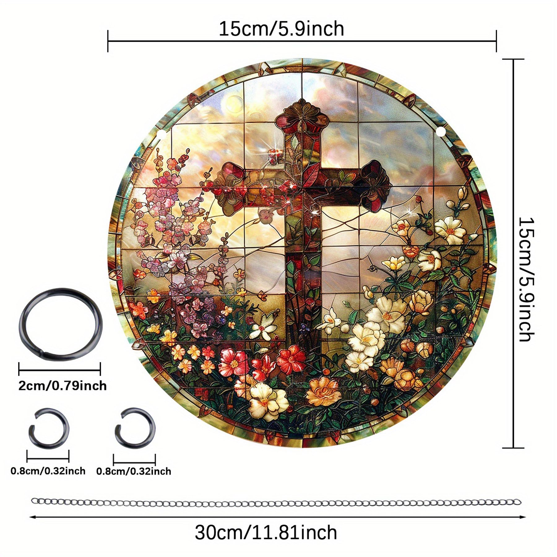 Christian Wall Art - Stained Glass Suncatcher Cross Pendant With Bible Verse, Funny Jesus Gifts, Nativity Scene Ornaments - Image 4