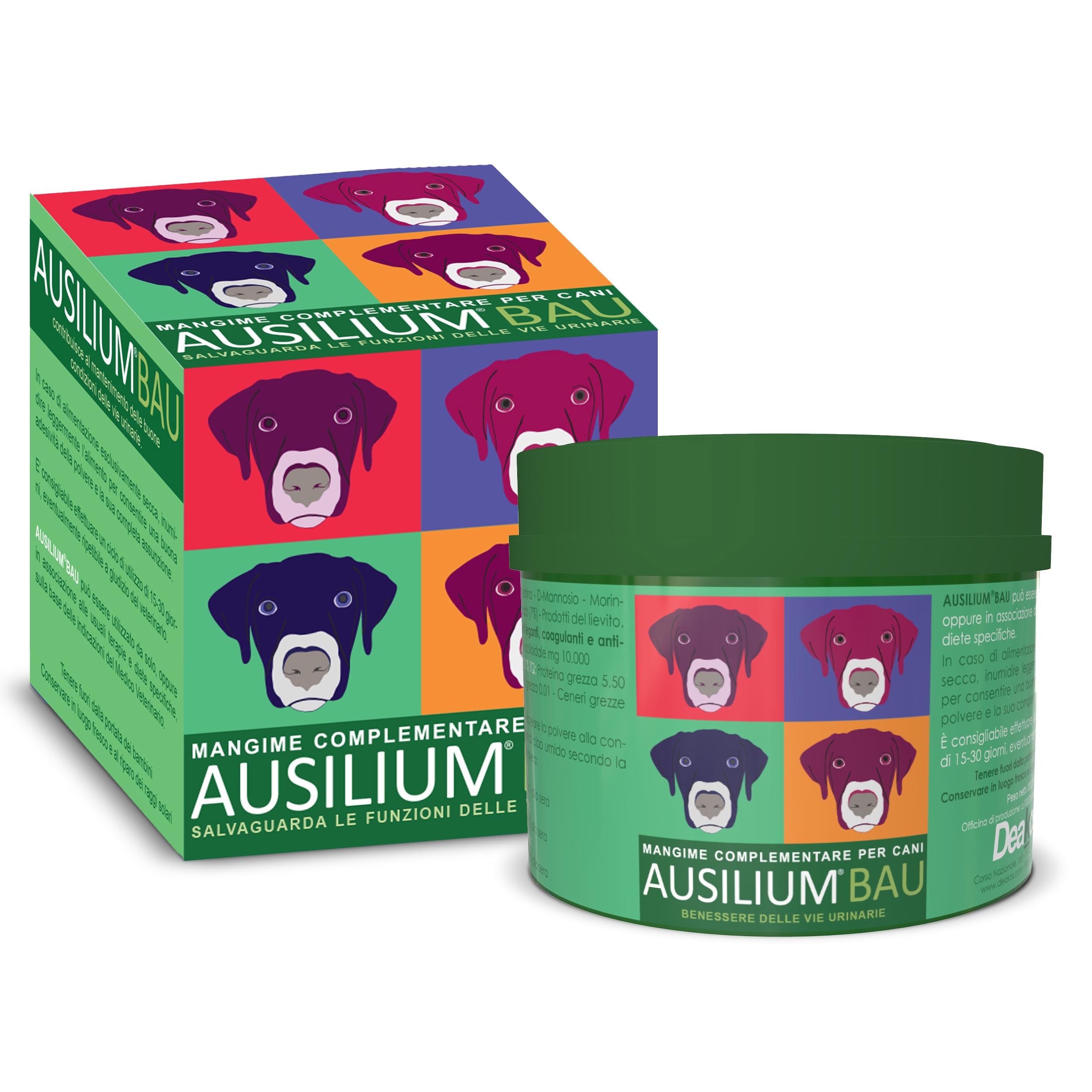 Deakos Ausilium Bau in Polvere 100g - Integratore Cane per il Benessere delle Vie Urinarie - Con D-Mannosio Puro e Morinda Citrifolia - Integratore per cani Senza Glutine e Lattosio