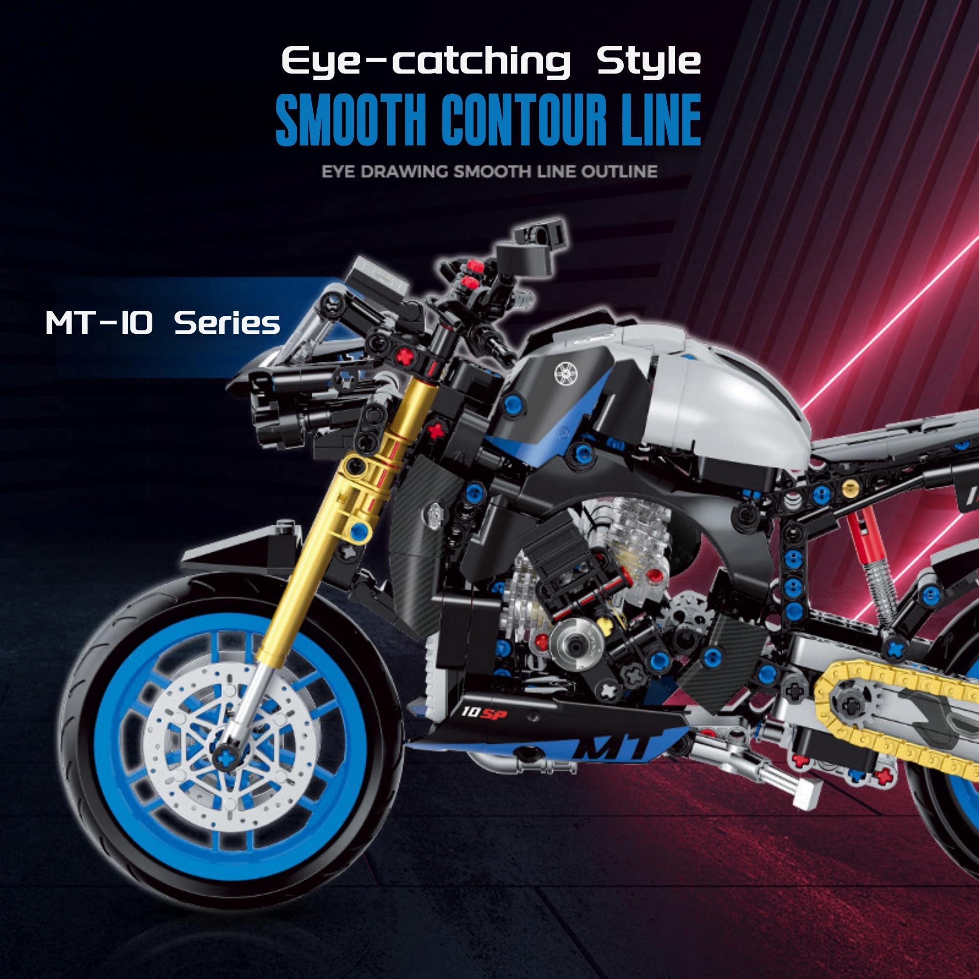 JVAVNE Technik Racing Motorcycle Building Blocks Set, 1:8 Simulation Motorbike - Image 3